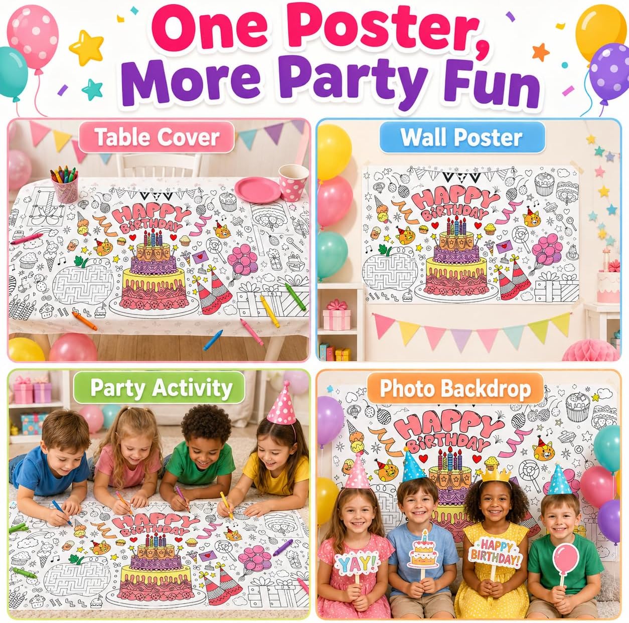 Kids Giant Coloring Poster DIY - Table Cloth Disposable review and price