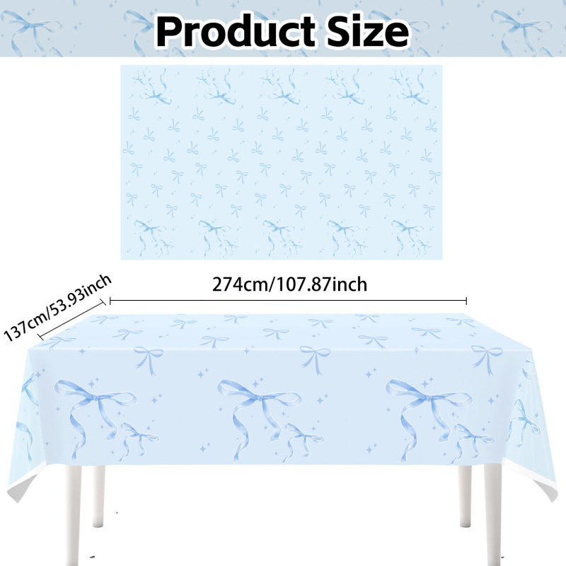 Light Blue Bow Birthday Party  - Table Cloth Disposable review and price